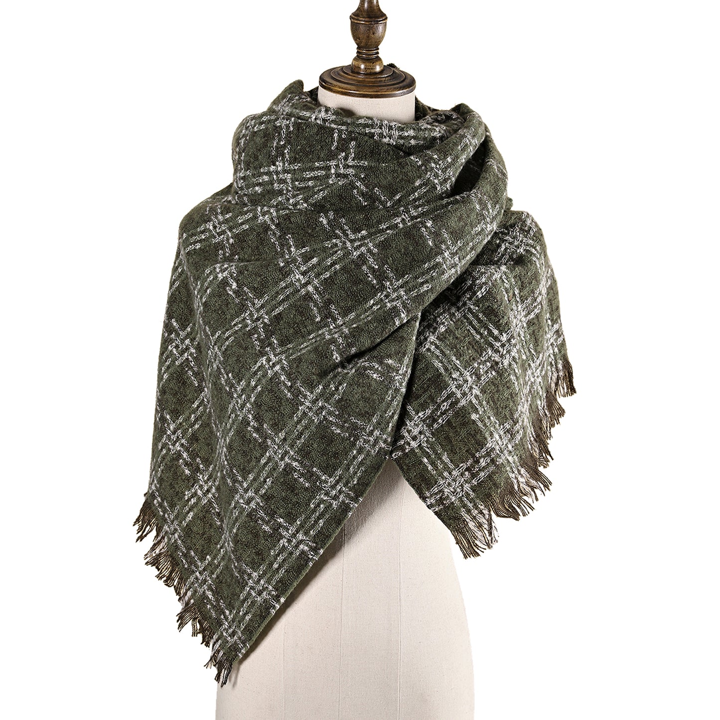3984-02 Women's Long Classic Tassel Plaid Scarf, Chunky Winter/Fall Warm Scarf