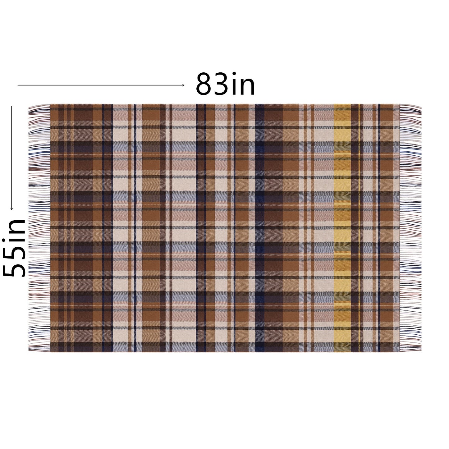 4665-06 Pure Wool Throw Blanket For Sofa,Bed&Car, Large 55x83 inches, 2 lbs,Classic Design With Storage bag