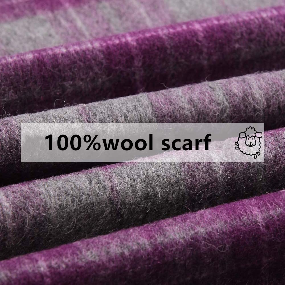 Temminc #12161-08 Women Wool Plaid Winter Fashion Scarf ,70.8x11.8in