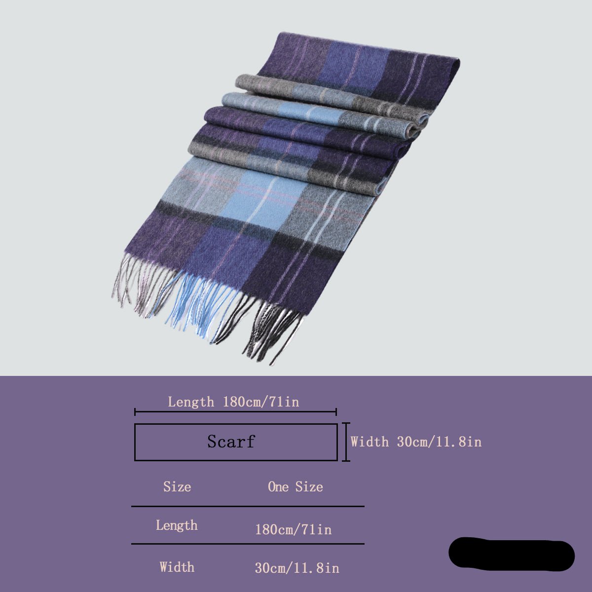 Temminc #12161-13 1211548 Women/Men Wool Plaid Winter Fashion Scarf ,70.9x11.8in