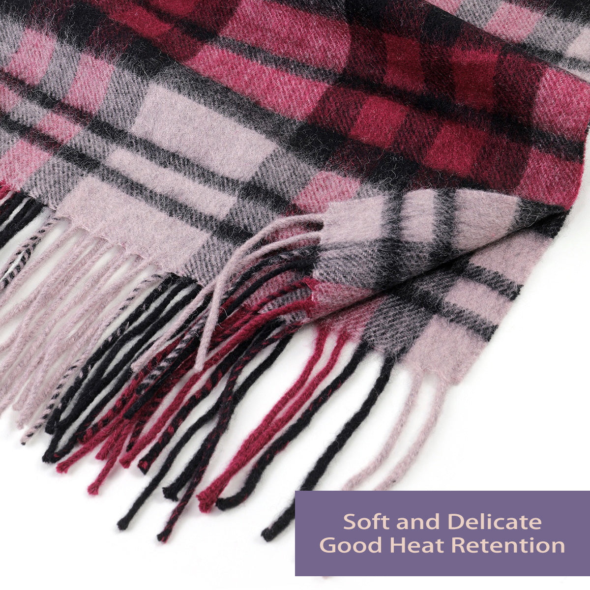 Temminc #12161-05 Women Wool Plaid Winter Fashion Scarf ,70.9x11.8in