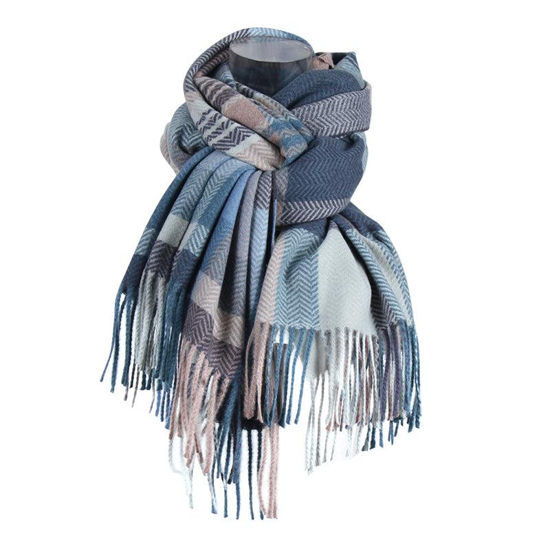 2042-04 Women's Long Classic Tassel Plaid Scarf, Chunky Winter/Fall Warm Scarf