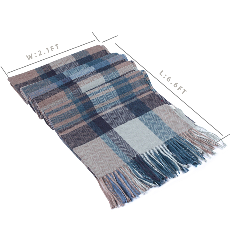 2042-04 Women's Long Classic Tassel Plaid Scarf, Chunky Winter/Fall Warm Scarf