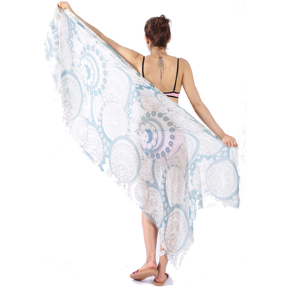Scarfs for Women Lightweight Scarves Elegant Floral Geometric Pattern Summer Sheer Scarfs Shawls Wraps