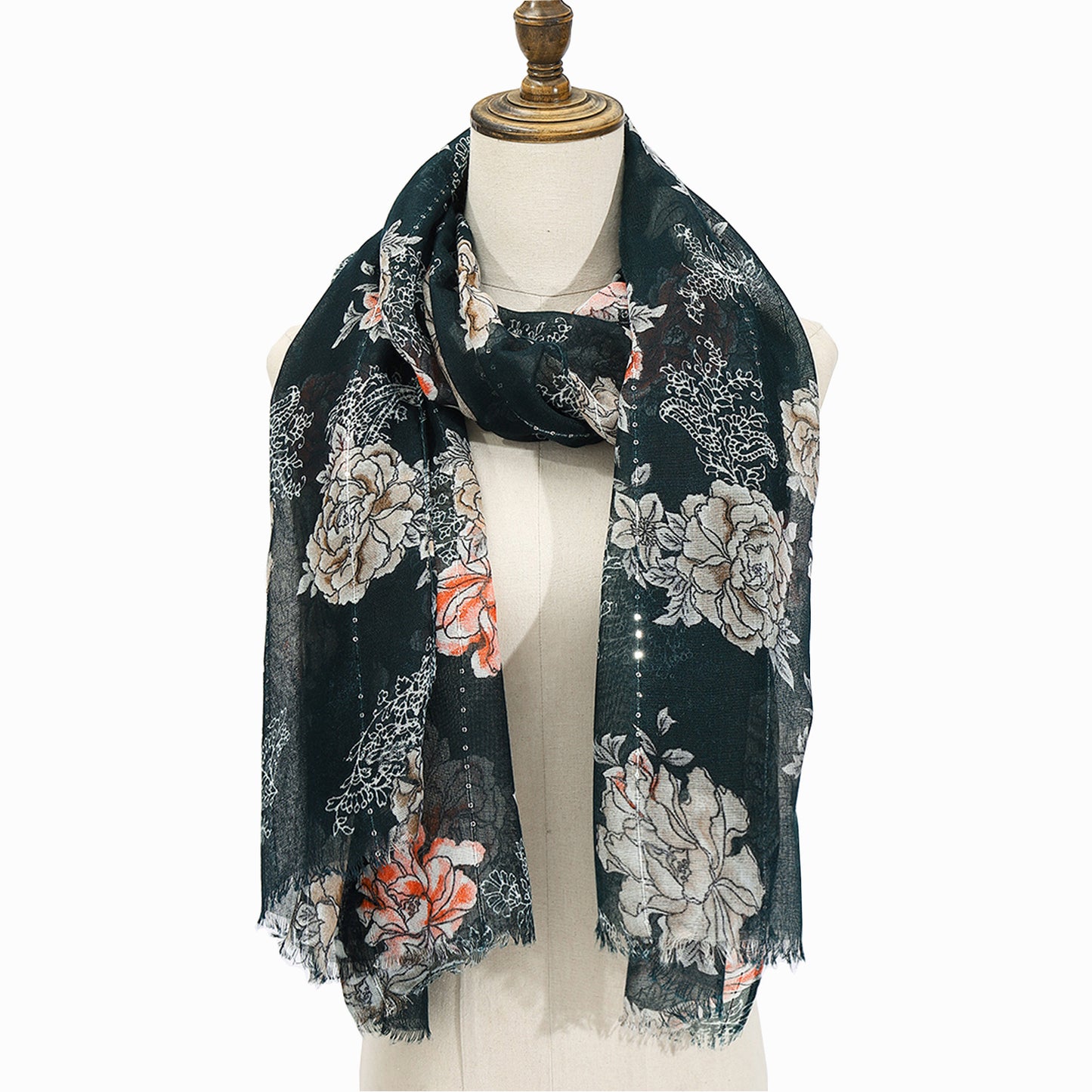 Scarfs for Women Lightweight Scarves Elegant Floral Geometric Pattern Summer Sheer Scarfs Shawls Wraps