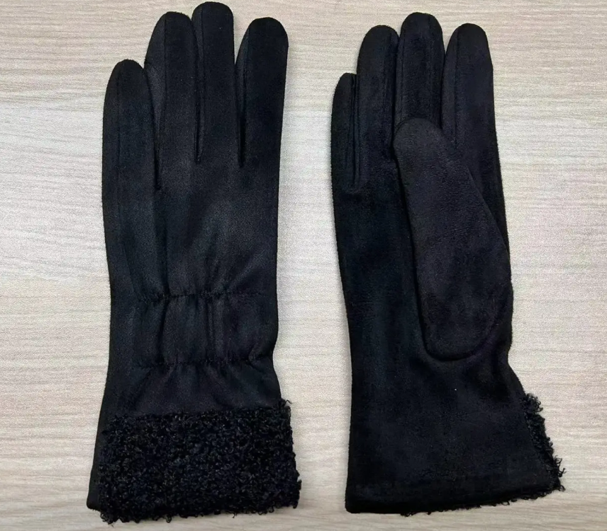 Temminc Womens Mya Microsuede Glove With Faux Fur Cuff Detail