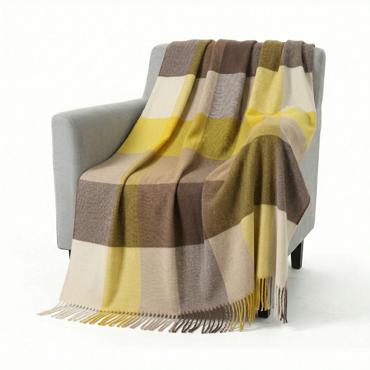 Pure Wool  Throw Blanket For Sofa,Bed&Car, Large 55x83 inches, Classic Design With Storage bag