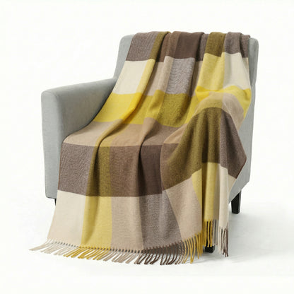Pure Wool  Throw Blanket For Sofa,Bed&Car, Large 55x83 inches, Classic Design With Storage bag