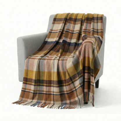 Pure Wool  Throw Blanket For Sofa,Bed&Car, Large 55x83 inches, Classic Design With Storage bag