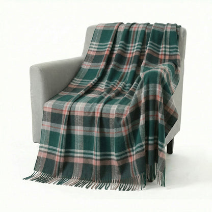 Pure Wool  Throw Blanket For Sofa,Bed&Car, Large 55x83 inches, Classic Design With Storage bag