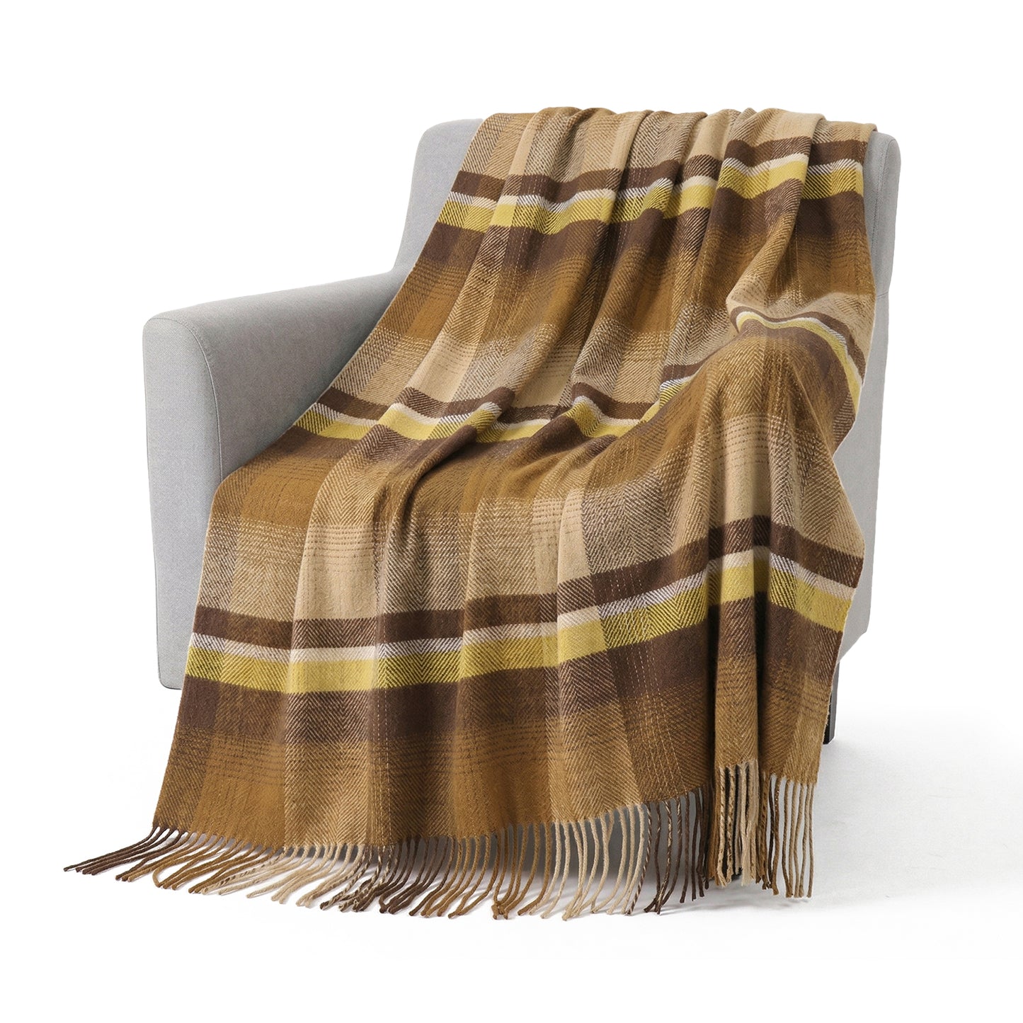 Pure Wool  Throw Blanket For Sofa,Bed&Car, Large 55x83 inches, Classic Design With Storage bag