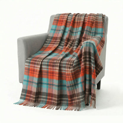 Pure Wool  Throw Blanket For Sofa,Bed&Car, Large 55x83 inches, Classic Design With Storage bag