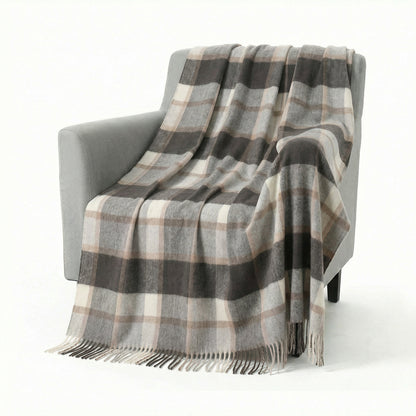 Pure Wool  Throw Blanket For Sofa,Bed&Car, Large 55x83 inches, Classic Design With Storage bag