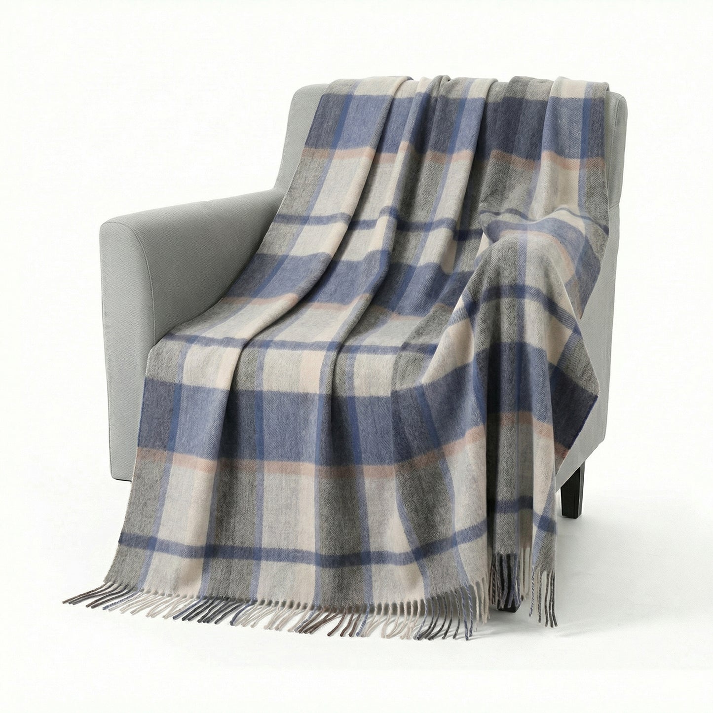 Pure Wool  Throw Blanket For Sofa,Bed&Car, Large 55x83 inches, Classic Design With Storage bag