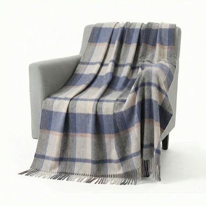 Pure Wool  Throw Blanket For Sofa,Bed&Car, Large 55x83 inches, Classic Design With Storage bag