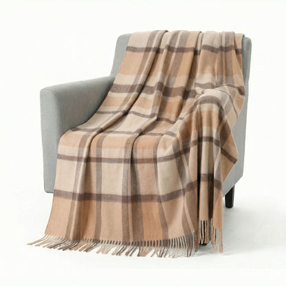 Pure Wool  Throw Blanket For Sofa,Bed&Car, Large 55x83 inches, Classic Design With Storage bag
