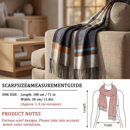 Pure Wool Scarf for Men & Women , Ultra Soft, Lightweight & Warm Luxurious Warm Cashmere Feel Travel Gift