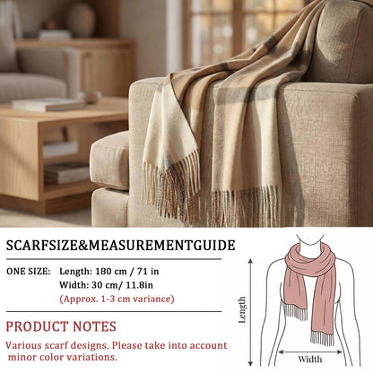 Pure Wool Scarf for Men & Women , Ultra Soft, Lightweight & Warm Luxurious Warm Cashmere Feel Travel Gift