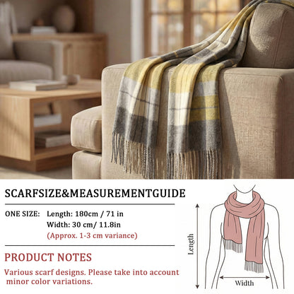 Pure Wool Scarf for Men & Women , Ultra Soft, Lightweight & Warm Luxurious Warm Cashmere Feel Travel Gift