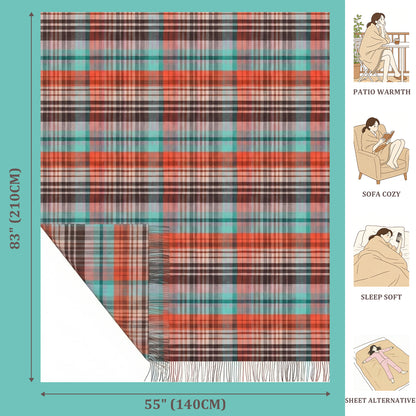 Pure Wool  Throw Blanket For Sofa,Bed&Car, Large 55x83 inches, Classic Design With Storage bag