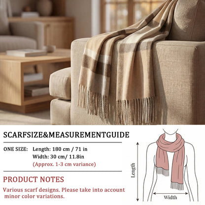 Pure Wool Scarf for Men & Women , Ultra Soft, Lightweight & Warm Luxurious Warm Cashmere Feel Travel Gift