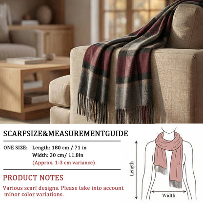 Pure Wool Scarf for Men & Women , Ultra Soft, Lightweight & Warm Luxurious Warm Cashmere Feel Travel Gift