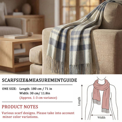 Pure Wool Scarf for Men & Women , Ultra Soft, Lightweight & Warm Luxurious Warm Cashmere Feel Travel Gift