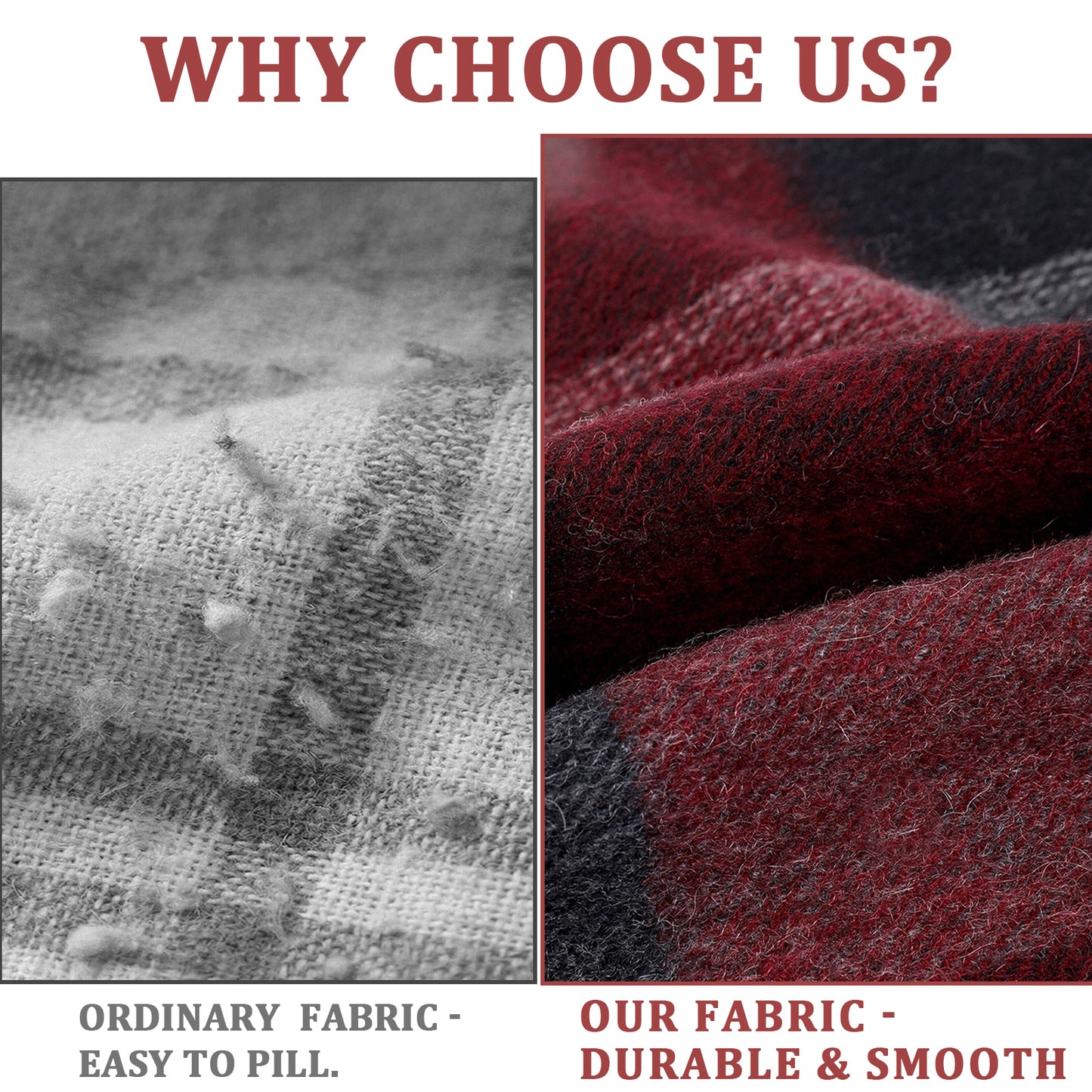 Pure Wool Scarf for Men & Women , Ultra Soft, Lightweight & Warm Luxurious Warm Cashmere Feel Travel Gift