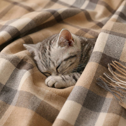 Pure Wool  Throw Blanket For Sofa,Bed&Car, Large 55x83 inches, Classic Design With Storage bag