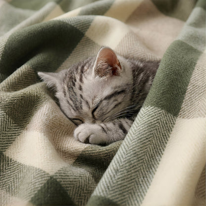 Pure Wool  Throw Blanket For Sofa,Bed&Car, Large 55x83 inches, Classic Design With Storage bag