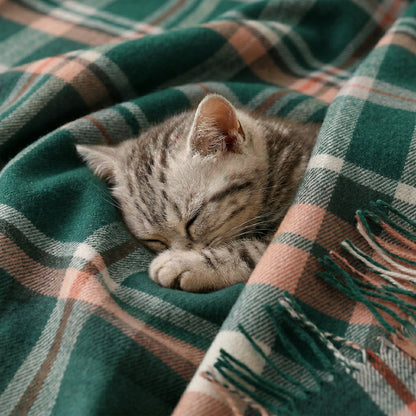 Pure Wool  Throw Blanket For Sofa,Bed&Car, Large 55x83 inches, Classic Design With Storage bag