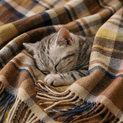 Pure Wool  Throw Blanket For Sofa,Bed&Car, Large 55x83 inches, Classic Design With Storage bag