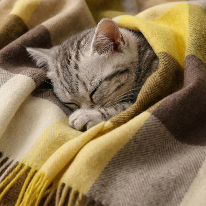 Pure Wool  Throw Blanket For Sofa,Bed&Car, Large 55x83 inches, Classic Design With Storage bag