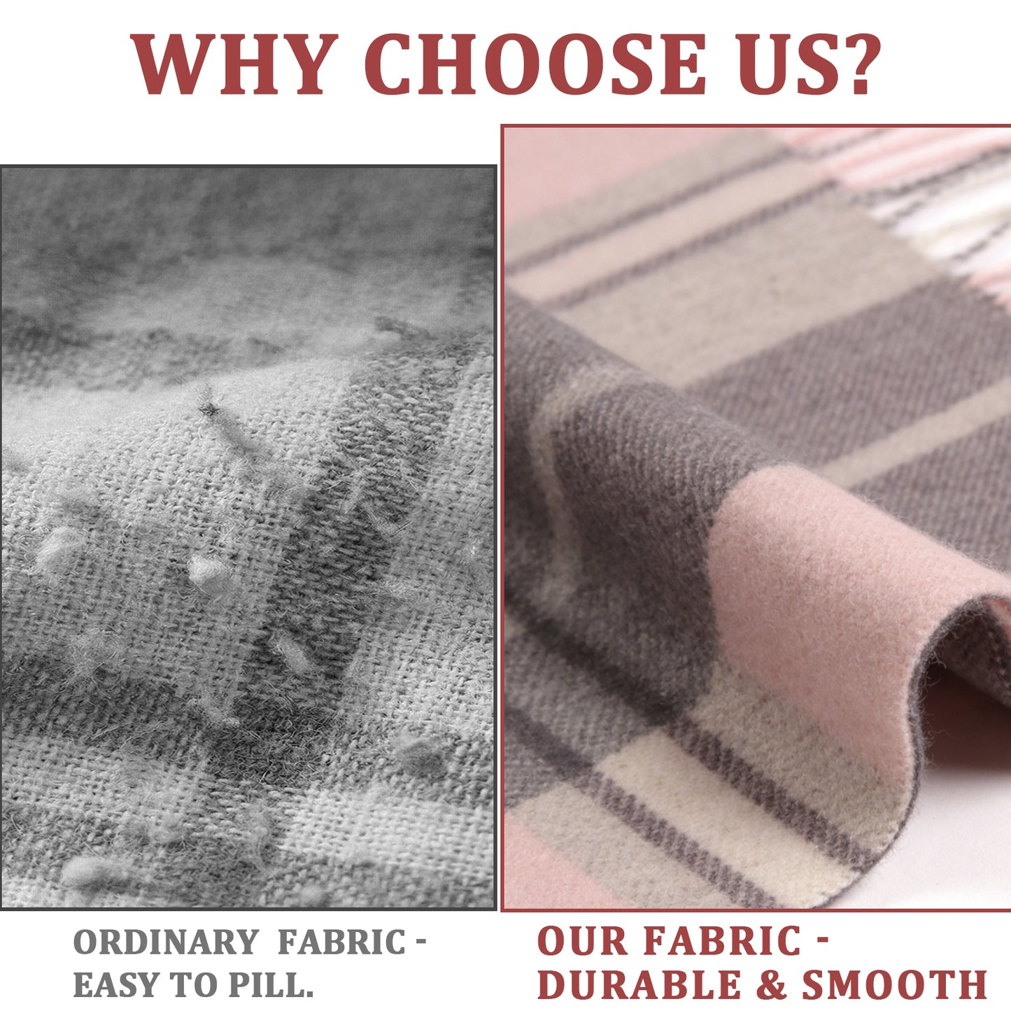 Pure Wool Scarf for Men & Women , Ultra Soft, Lightweight & Warm Luxurious Warm Cashmere Feel Travel Gift