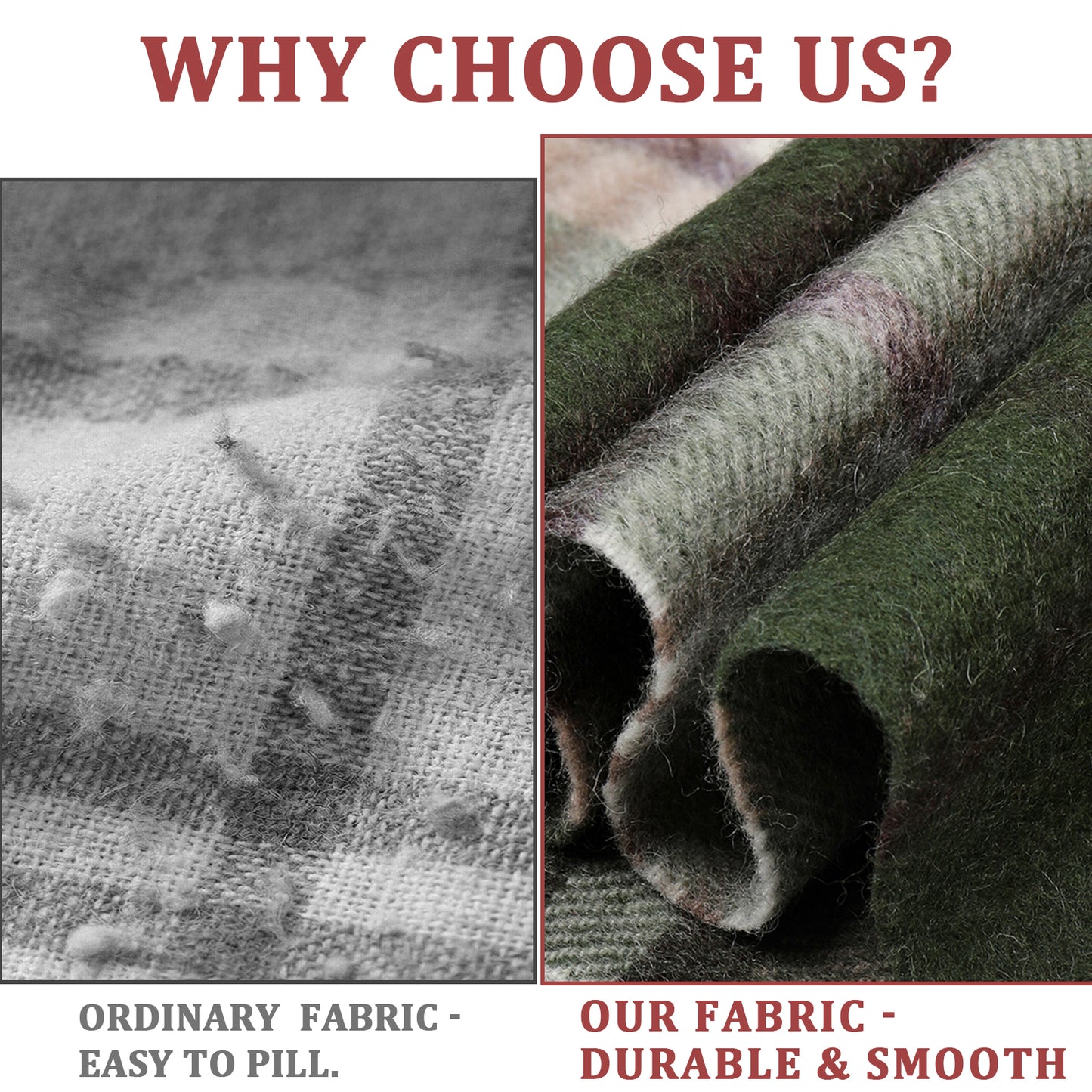 Pure Wool Scarf for Men & Women , Ultra Soft, Lightweight & Warm Luxurious Warm Cashmere Feel Travel Gift
