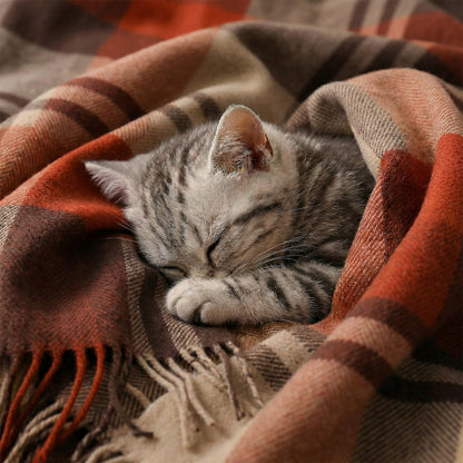 Pure Wool  Throw Blanket For Sofa,Bed&Car, Large 55x83 inches, Classic Design With Storage bag