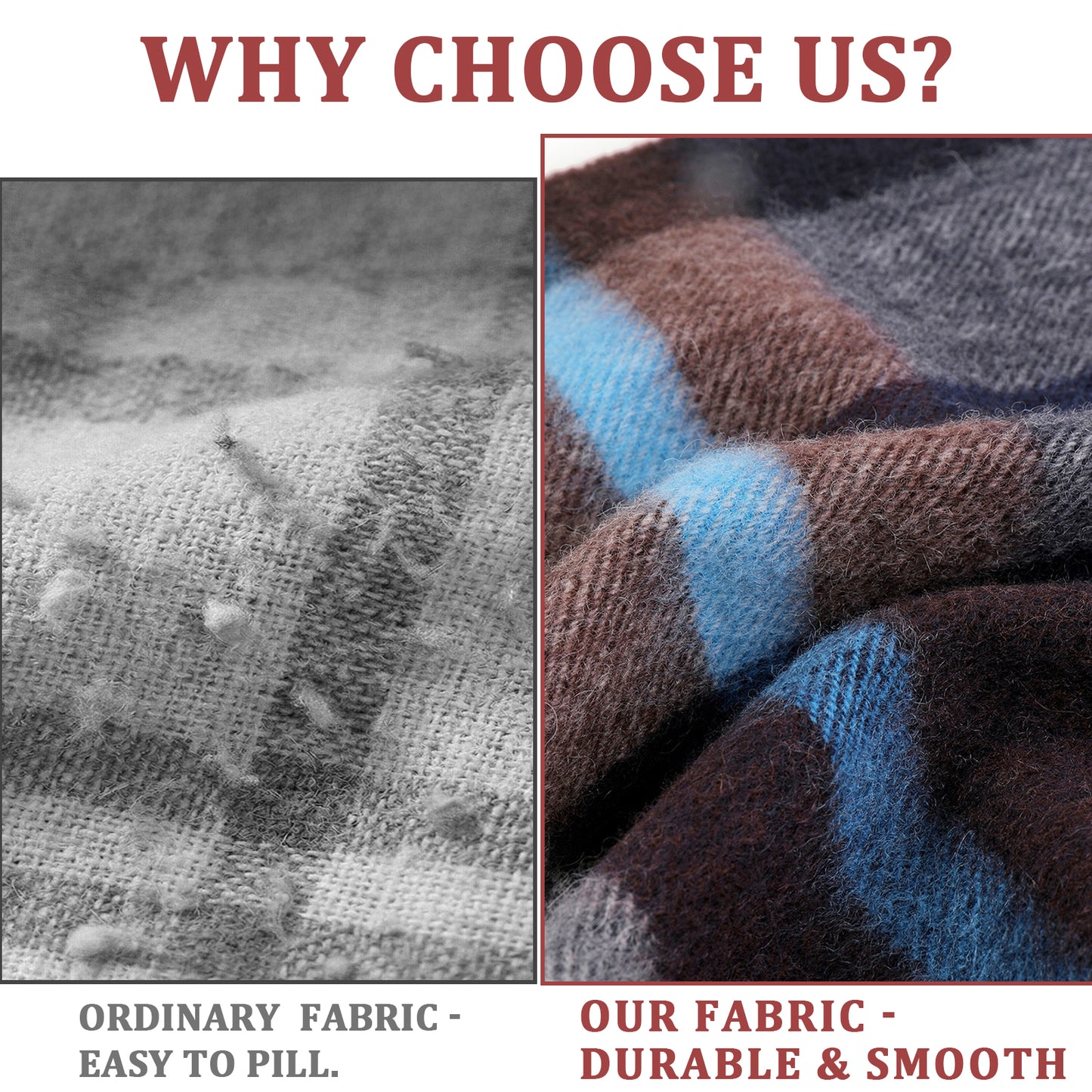 Pure Wool Scarf for Men & Women , Ultra Soft, Lightweight & Warm Luxurious Warm Cashmere Feel Travel Gift