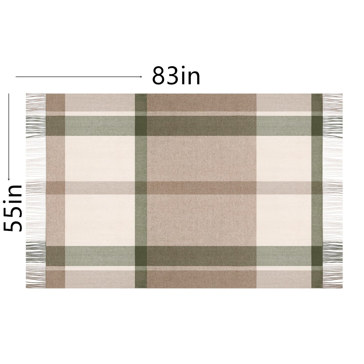 Pure Wool  Throw Blanket For Sofa,Bed&Car, Large 55x83 inches, Classic Design With Storage bag