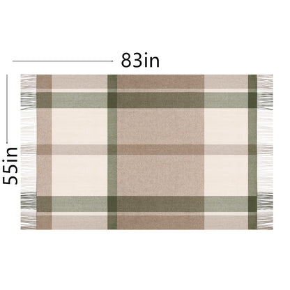 Pure Wool  Throw Blanket For Sofa,Bed&Car, Large 55x83 inches, Classic Design With Storage bag