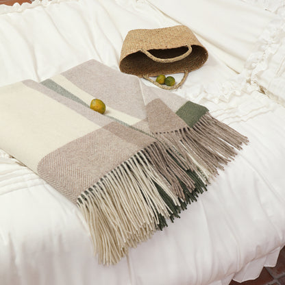 Pure Wool  Throw Blanket For Sofa,Bed&Car, Large 55x83 inches, Classic Design With Storage bag