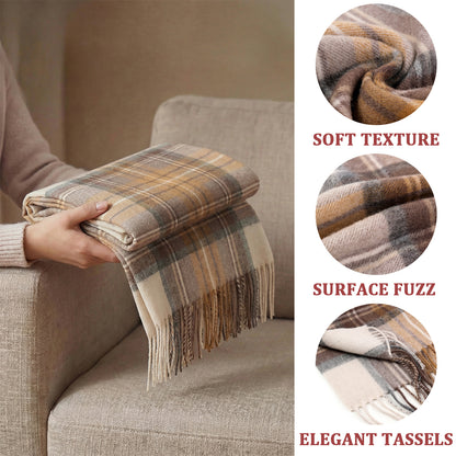 Pure Wool Scarf for Men & Women , Ultra Soft, Lightweight & Warm Luxurious Warm Cashmere Feel Travel Gift