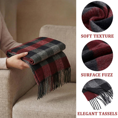 Pure Wool Scarf for Men & Women , Ultra Soft, Lightweight & Warm Luxurious Warm Cashmere Feel Travel Gift