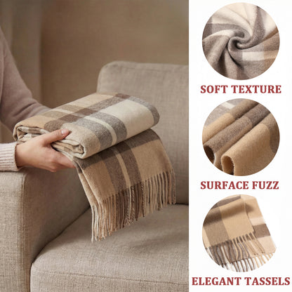 Pure Wool Scarf for Men & Women , Ultra Soft, Lightweight & Warm Luxurious Warm Cashmere Feel Travel Gift