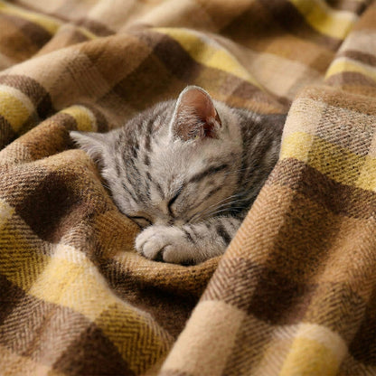 Pure Wool  Throw Blanket For Sofa,Bed&Car, Large 55x83 inches, Classic Design With Storage bag