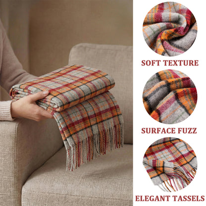 Pure Wool Scarf for Men & Women , Ultra Soft, Lightweight & Warm Luxurious Warm Cashmere Feel Travel Gift