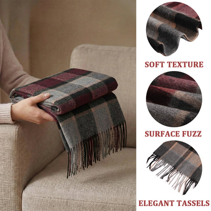 Pure Wool Scarf for Men & Women , Ultra Soft, Lightweight & Warm Luxurious Warm Cashmere Feel Travel Gift