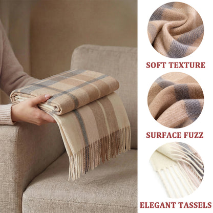 Pure Wool Scarf for Men & Women , Ultra Soft, Lightweight & Warm Luxurious Warm Cashmere Feel Travel Gift