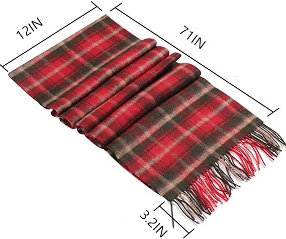 Temminc #12161-06 Women Wool Plaid Winter Fashion Scarf ,70.9x11.8in