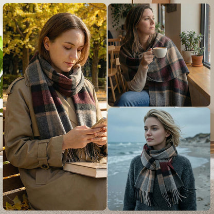 Pure Wool Scarf for Men & Women , Ultra Soft, Lightweight & Warm Luxurious Warm Cashmere Feel Travel Gift
