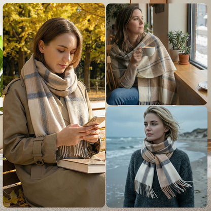 Pure Wool Scarf for Men & Women , Ultra Soft, Lightweight & Warm Luxurious Warm Cashmere Feel Travel Gift